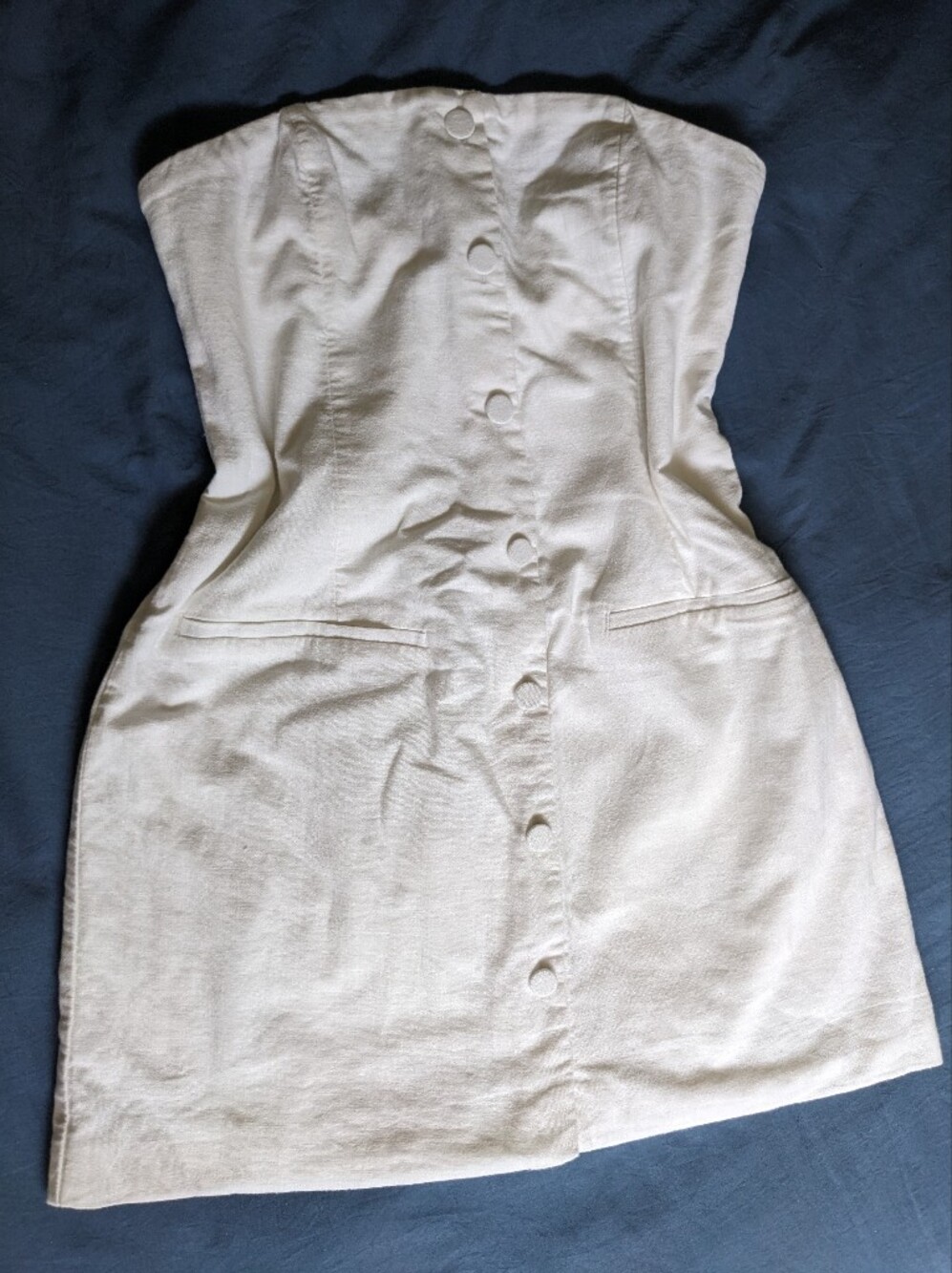 Abercrombie & Fitch Cream Strapless Button-Front Dress